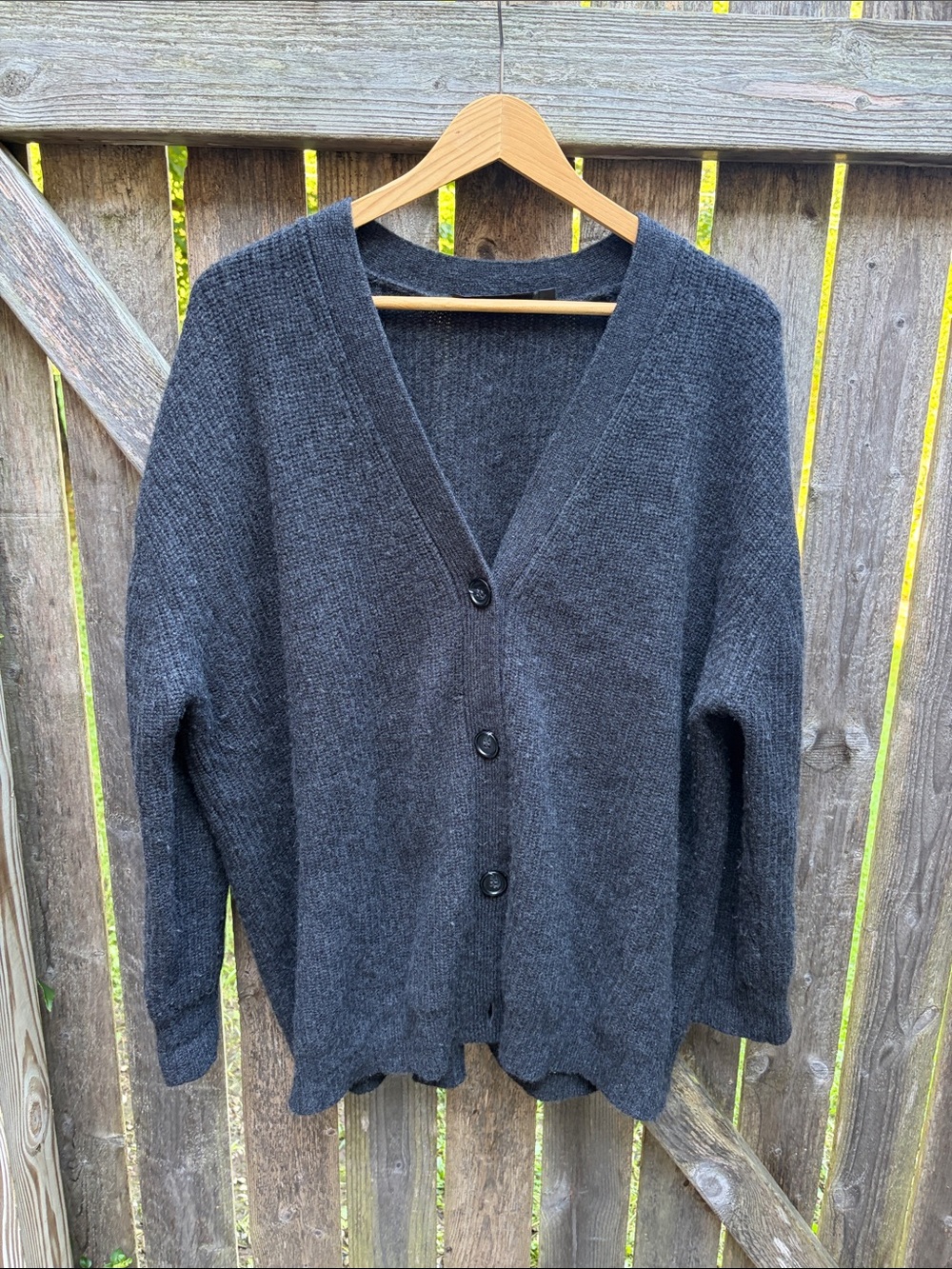 Jenni Kayne Charcoal V-Neck Button-Front Women's Cardigan Sweater